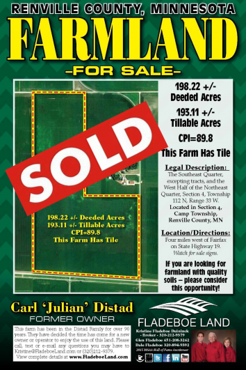 SOLD - Renville County Quality Farmland