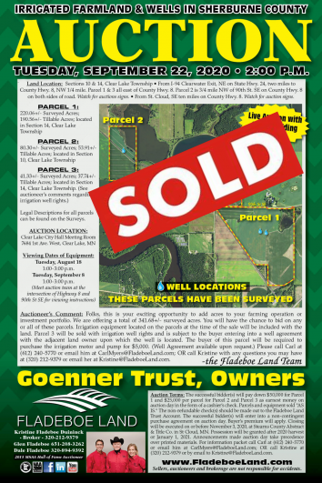 Farmland Auction - Multi-Parcel Sherburne Co. - Tuesday, September 22nd, 2020 at 2 PM