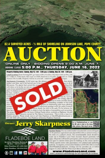 SOLD - Recreational & Hunting Land with 1/2 Mile of Shoreline - 82.4+/- Surveyed Acres in Pope Co - Online Only Auction in June of 2022