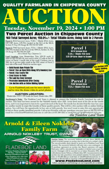 Chippewa Co Farmland Auction - 160 Surveyed Acres of Farmland in Mandt Twp Being Sold in 2 Parcels - Auction on Tues, Nov 19th, 2024 at 1 PM