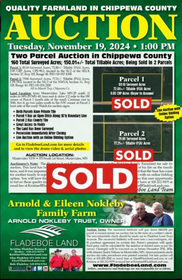 SOLD - Chippewa Co Farmland Auction - 160 Surveyed Acres of Farmland in Mandt Twp Being Sold in 2 Parcels - Auction on Tues, Nov 19th, 2024 at 1 PM